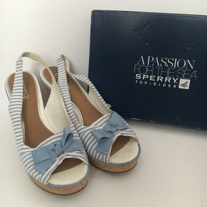Sperry Seersucker Espadrille Wedges